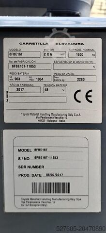 Forklift Toyota 8FBE16T
