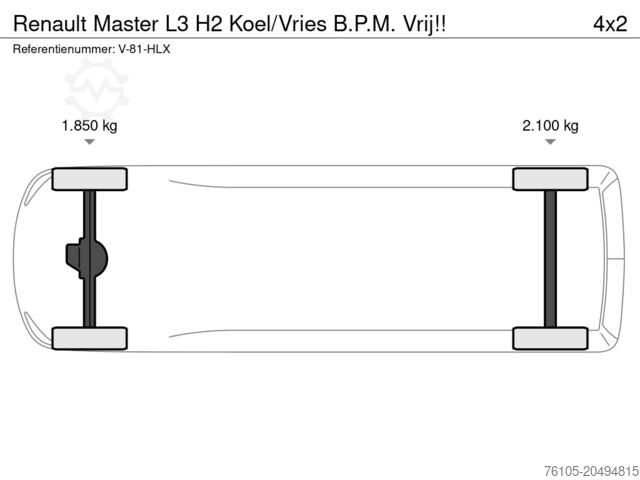 Kühlkastenwagen Renault Master L3 H2 Koel/Vries B.P.M. Vrij!!