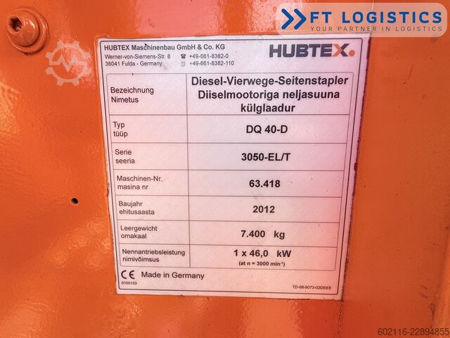 4-way forklift Hubtex DQ40D DIESEL TRIPLEX 6500 FREE-LIFT TOP1