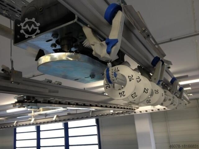 Overhead conveyor linear transport Hanging goods Schönenberger OMNIFLO 1840 mm