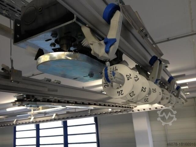 Overhead conveyor linear transport Hanging goods Schönenberger OMNIFLO 4970 mm