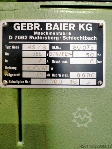 Hot foil stamping machine Baier Geba 45/B