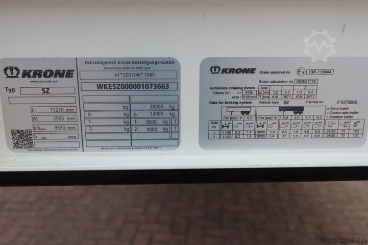 Curtain sided Krone N/A SZ City + klep Schuifzeil + Schuifdak, 2 as...