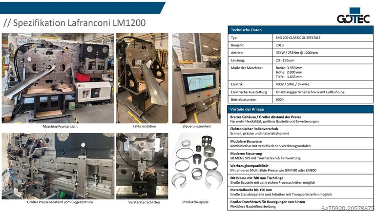 Stanz- & Biegeautomat Lafranconi LM1200 CLASSIC XL SPECIALE