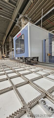 8-head welding line for PVC front doors Rotox und Hollinger Eckenputzautomat EPA + WTS