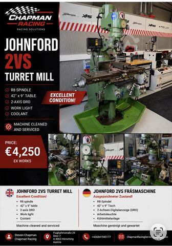 Vertical machining center JOHNFORD 2VS Turret Mill