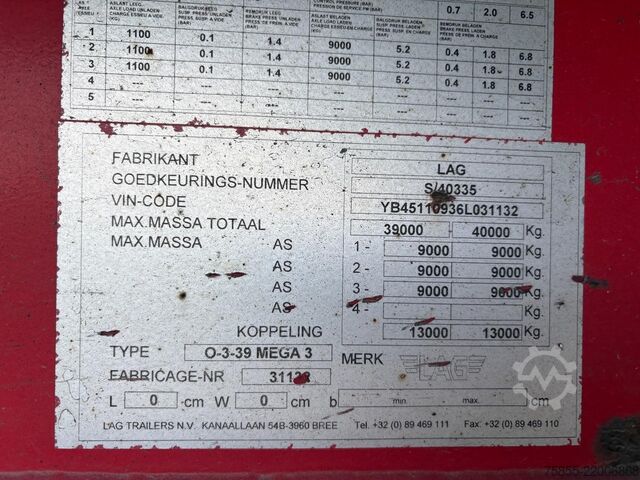 Schiebeplanen LAG O-3-39 MEGA 3 Mega / Coil / SAF Axles / Discbra...