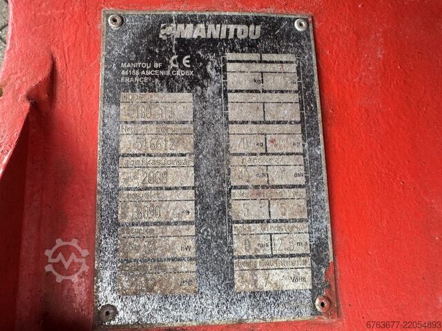 Manitou 180ATJ Gelenkarmarbeitsbühne / Arbeitsbühne 18,18 m Arbeitshöhe 4x4x4 2008 Diesel MANITOU 180ATJ Knikarm hoogwerker / Arbeitsbuhne 18.18M werkhoogte  4x4x4 2008 Diesel