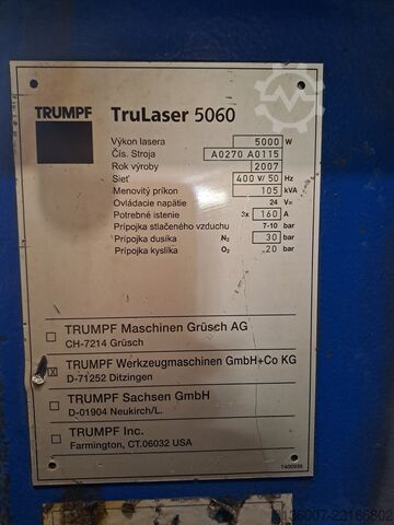 Laser cutting machine TRUMPF TruLaser 5060