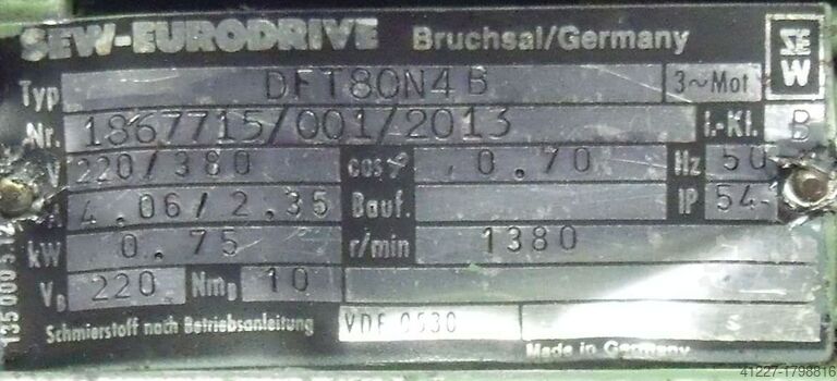 Geared motor 0.75 kW 18 rpm SEW-EURODRIVE DFT80N4B