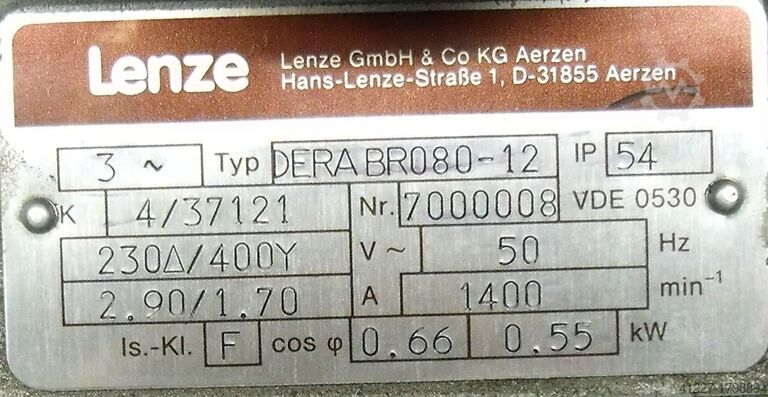 Electric motor 0.55 kW 1400 rpm Lenze DERABR080-12