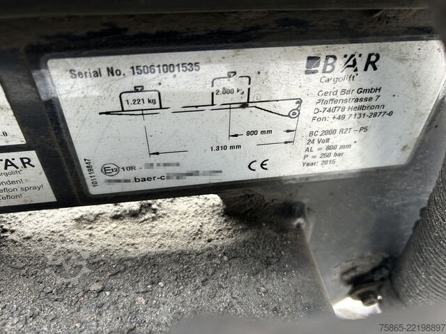 Ladebordwand BAR BC 2000 R2T-P5 / Loadlift 2000 kg / Accu Batter...