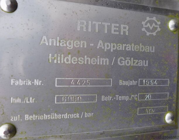 6000 Liter Behälter aus V2A Ritter (HBB Hildesheimer Behälterbau) 8572