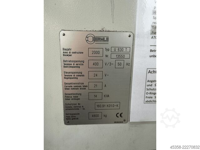Vertikales Bearbeitungszentrum Hermle U 630 T
