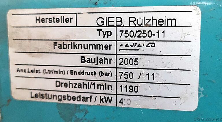 Compressor Gieb/Kaeser/Atlas Copco 750/250-11 / BP0630-150 / MB