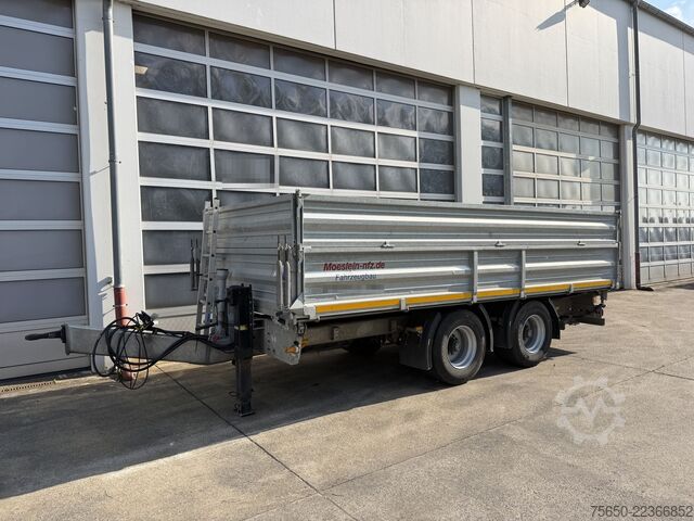 Three-way tipper trailer Möslein DTD 18 Schwebheim  19 t Tandemkipper- Tieflader- Aufsatzbordwände