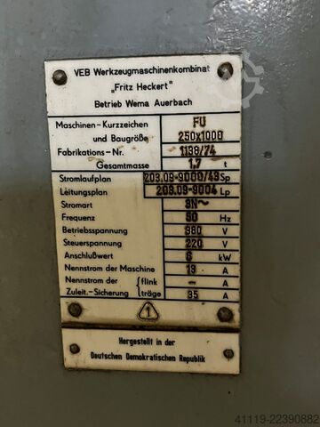 Fräsmaschine WMW FU 250x1000  