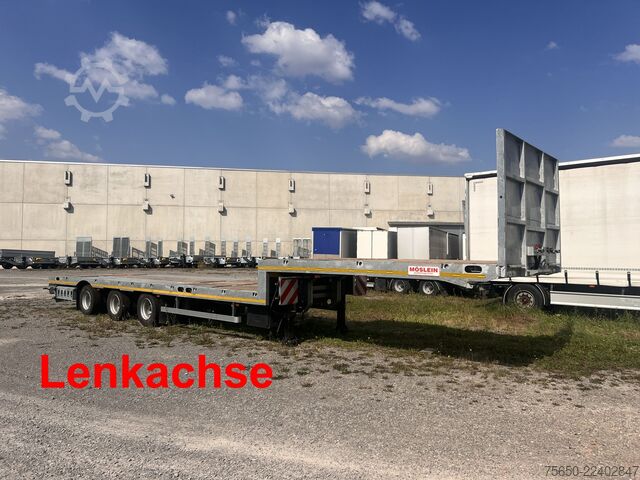 Low loader semitrailer Möslein ST 3 Plato 8,7  3 Achs Satteltieflader Plato 45 t GGfür Fertigteile, Baumaschinen
