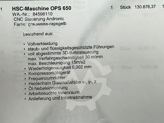 CNC machining center OPS INGERSOLL OPS 650