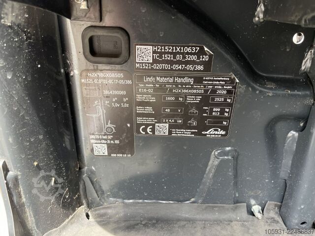 Electric 3-wheel forklift Linde E16-02