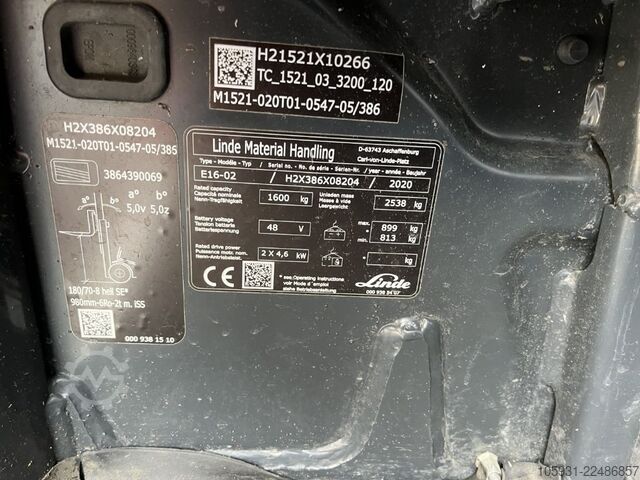 Electric 3-wheel forklift Linde E16-02