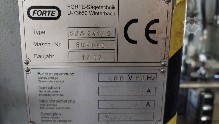 Double-column horizontal band saw automatic machine FORTE SBA 241 S