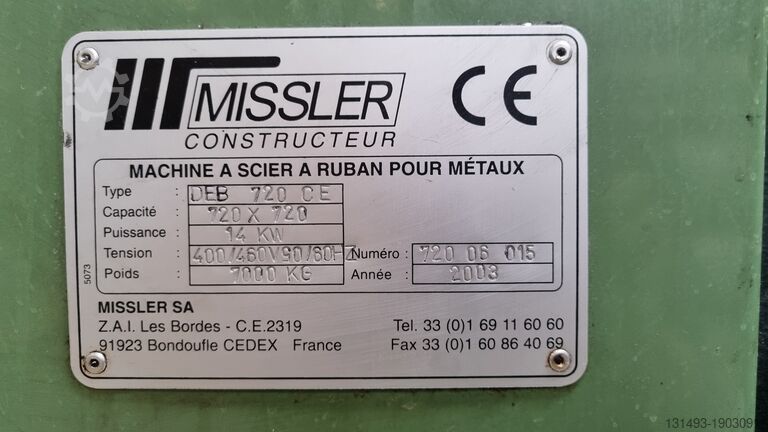 Band saw Missler DEB 720 CE