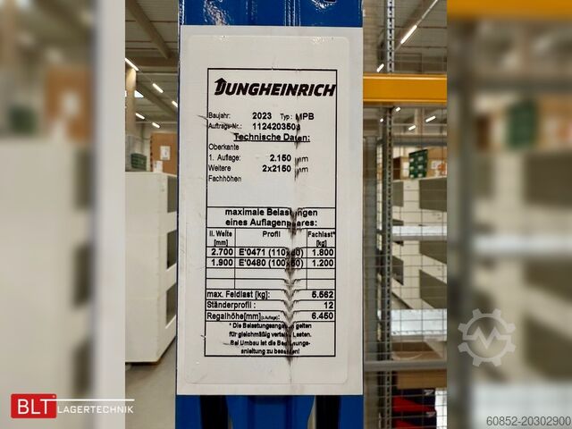 Heavy duty shelf 75,6 lfm Jungheinrich MPB Palettenregale H:645cm 1800kg Fachlast Schwerlastregale