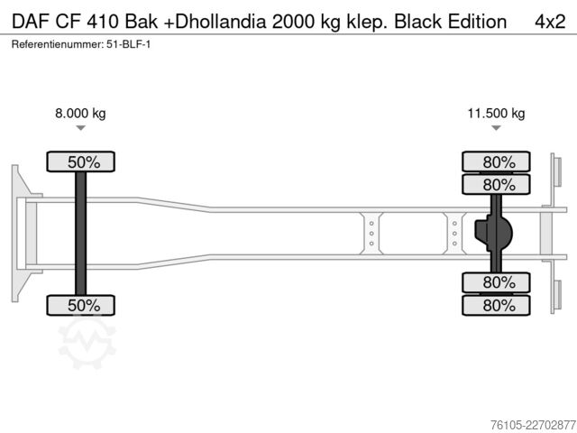 Box body DAF CF 410 Bak +Dhollandia 2000 kg klep. Black Edition