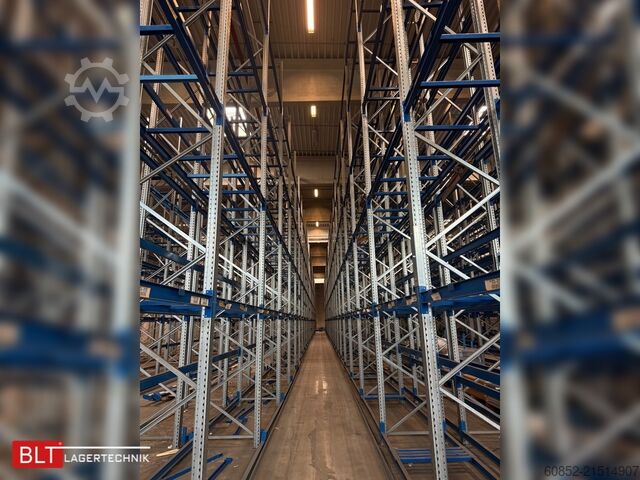 Schwerlastregal Industrieregal Hochregal SSI Schäfer PR600 – 14,10 lfm, Höhe 4,9m Boden + 2 Ebenen | Fachlast bis 3500 kg