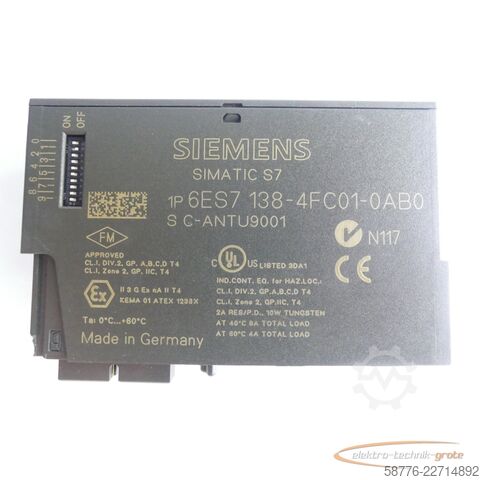 Komponente Siemens Simatic 6ES7138-4FC01-0AB0 PROFIsafe SN: C-ANTU9001 E-Stand: 2 -neu -