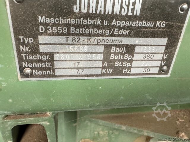 Long belt sander Johannsen T82-K Pneuma