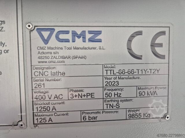 CNC milling and turning lathe CMZ TTL-66-66-T1Y-T2Y