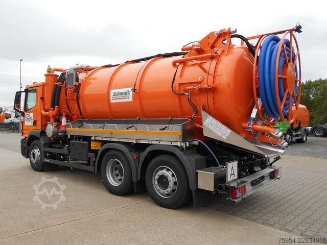 Vacuum tank truck MAN TGM 26.320 6x2-4 BL / Faros 14/1 piston