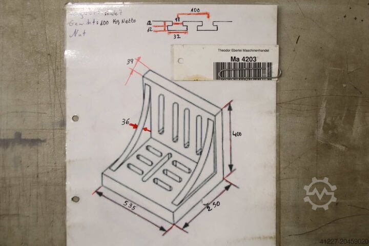 Aufspannwinkel mit T Nuten Guss 535/250/H400 mm