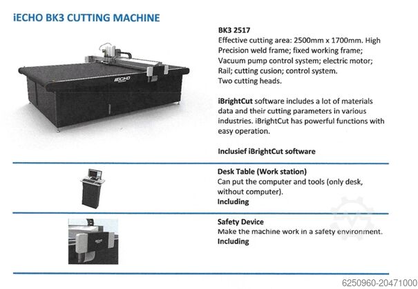 Cutting machine Iecho BK3 2517 digital cutting system