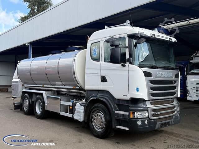 Tanker Scania R490 RVS tank, Euro 6, Stuuras, Retarder