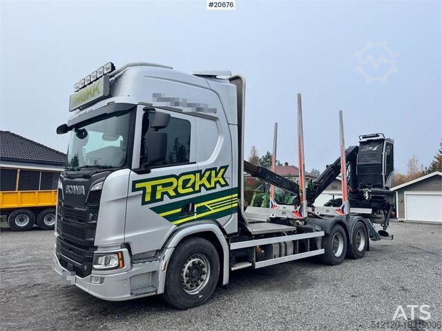 Log transporter Scania R650 6x4 Timber truck w/ Epsilon M110L. WATCH VIDE