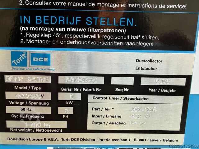 Donaldson Schweißrauchabsaugung Donaldson Torit DF+12 SPKTRP