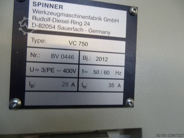 Vertikales Bearbeitungszentrum Spinner VC750