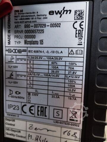 EWM Microplasma 105 (0.3-100A) EWM Microplasma 105
