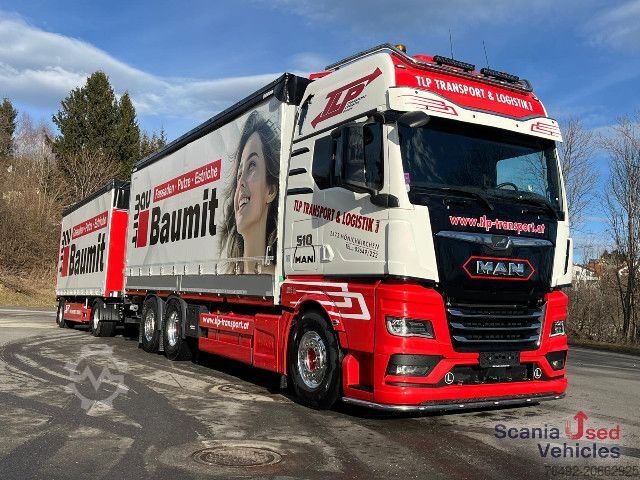 Flatbed truck with tarp MAN TGX 26.510 6x2-4 LL Pritsche + Anhänger