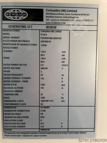 Aggregat FG Wilson P110-3 - 110 kVA Open Genset - DPX-16008-O