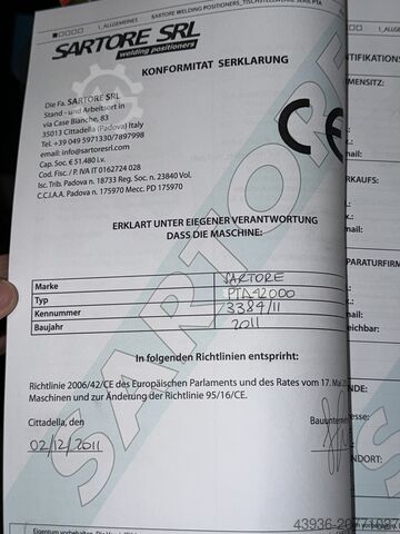 Schweißmanipulator SARTORE - PTA 12000 M Sartore PTA 12000