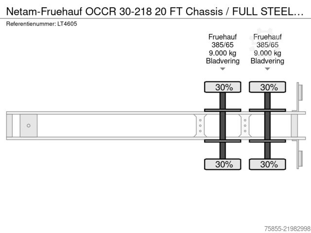 Containertransport Netam-Fruehauf OCCR 30-218 20 FT Chassis / FULL STEEL / BLATTF...