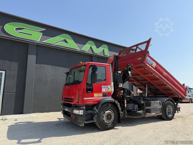 Tipper truck Iveco Eurocargo 180E28 Kipper Kran FASSI