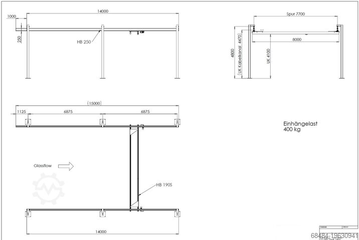 Insulating glass production machine Framatech Lightweight crane, type A 250/190S 1