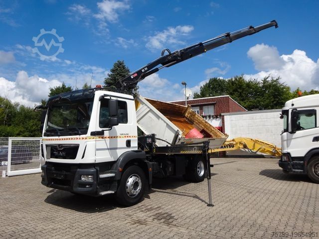 Dreiseitenkipper LKW MAN 15.290 TGM 3Skipper + HIAB 111-B3 HIDUO Kran 4x2