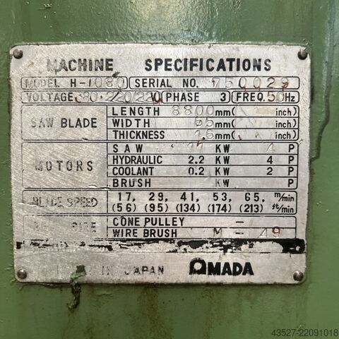 Band Saw - Automatic AMADA H-1080