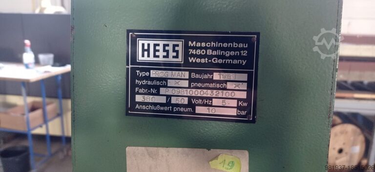 Bonding press Hess PROG MAN